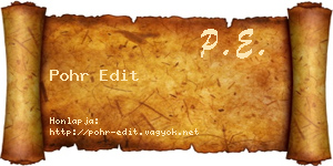Pohr Edit névjegykártya